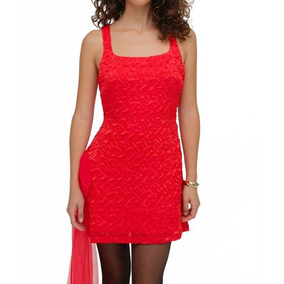 NEW FOR LOVE & LEMONS frosted organza mini dress in red